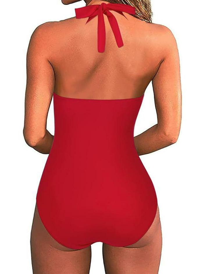 2025 Vícebarevné jednodílné plavky s halterovým vázáním na zádech
