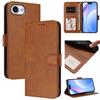 For iPhone 16e Wallet Case RFID Blocking Calf Texture Leather Stand Phone Cover with Strap