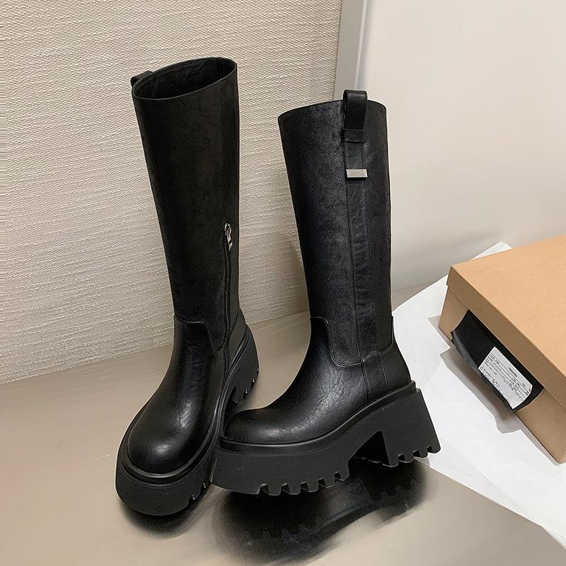 Niche design sweet and cool Spice girl platform knight boots autumn and winter new simple fashion high boots comfortable long boots look thin