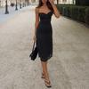 Spring new, sexy and elegant polka dot print halter dress long dress