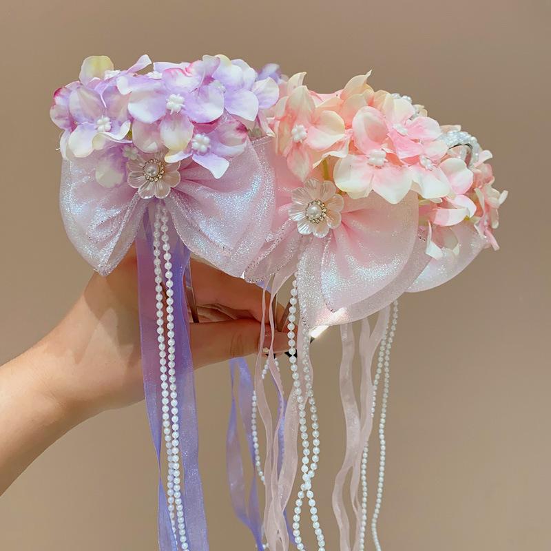 1 szt. Dziecięca opaska księżniczki do włosów Super wróżka Starożytny styl Kwiatowa opaska na głowę Dziewczynka Urocza Sukienka wróżki kwiatowej Akcesoria do włosów