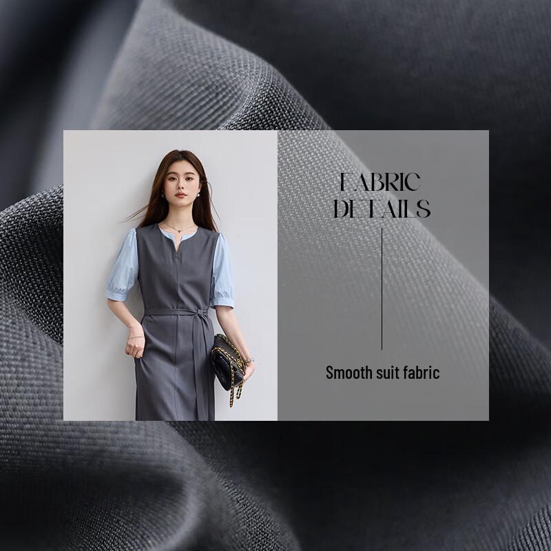 VICTORIA&VERA Women's Faux Two-Piece Midi Dress