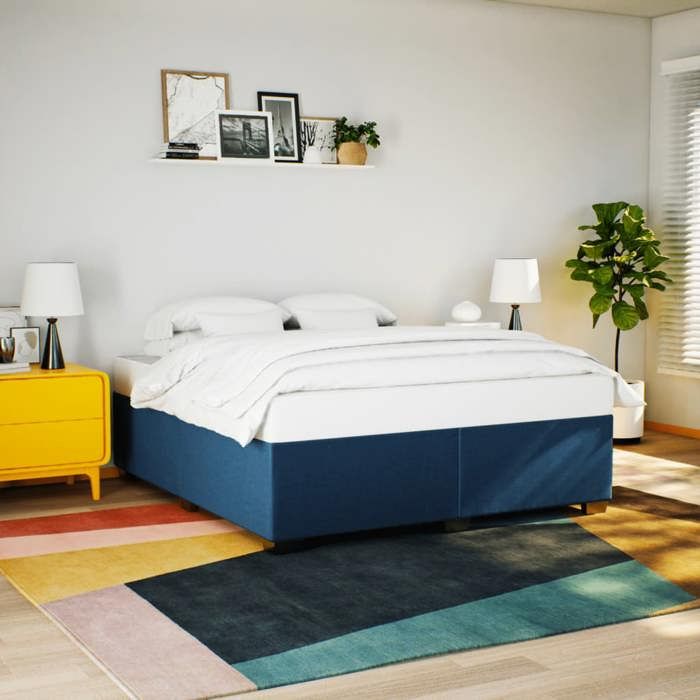 VidaXL Sommier à lattes de lit avec matelas Bleu 200x200 cm Tissu 3285164