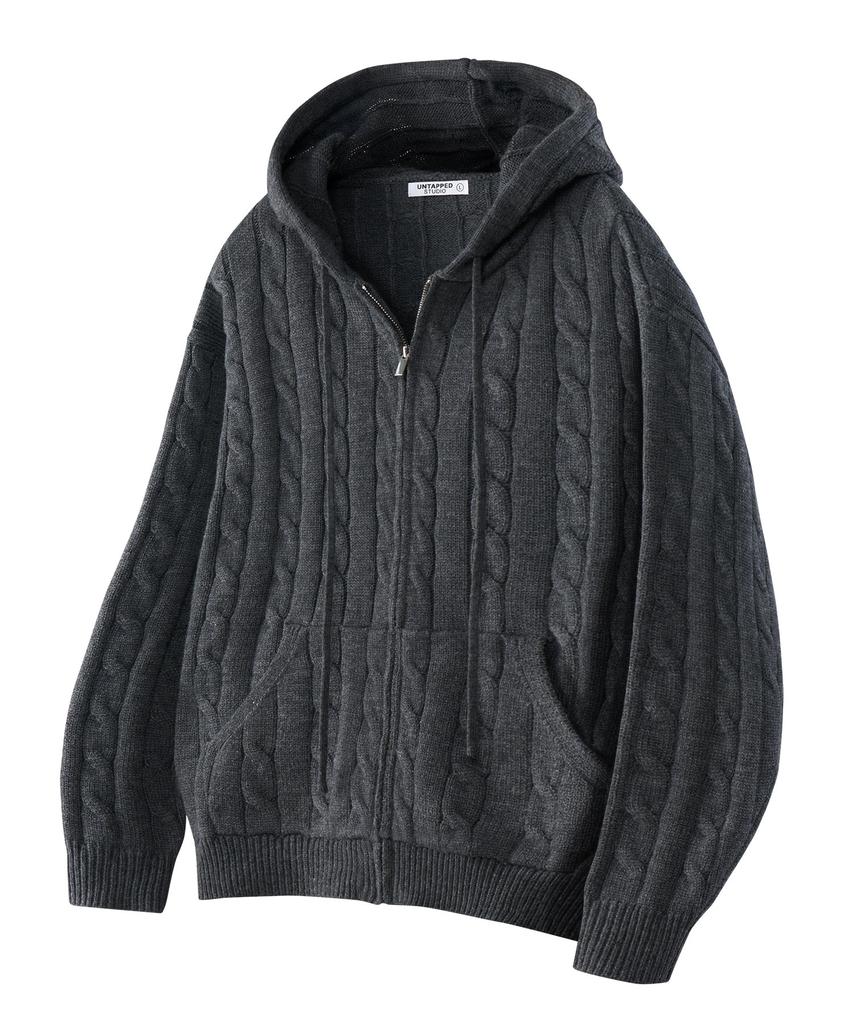Untapped Studio Oversized Cable Knit Zip-Up Hoodie 3 Colors