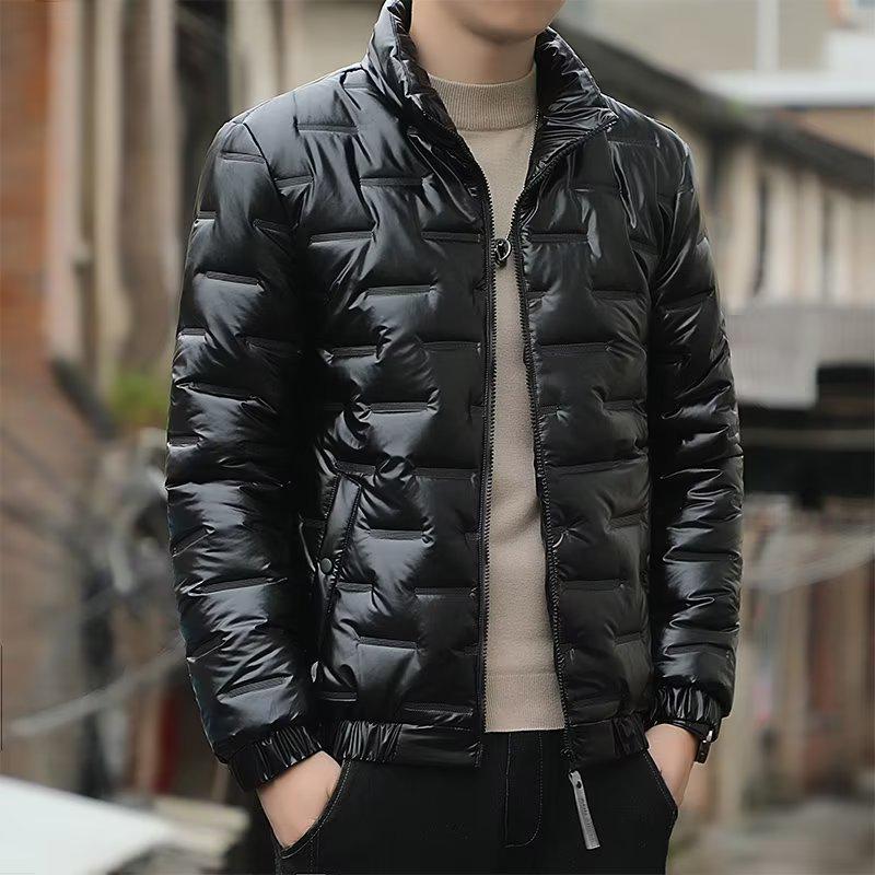 Men's Stand Collar Casual Cotton Jacket with Velvet Lining for Autumn and Winter