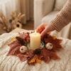 Simulation Artificial Maple Leaves Garland Pumpkins Fall Mini Wreath  Fireplace Window
