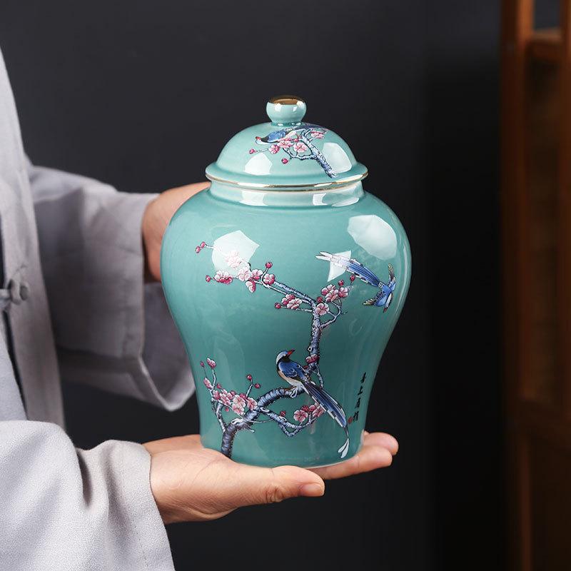 Klasyczne Ceramiczne Pudełko na Herbatę Domowy Słoik Uszczelniany na Cukierki Sześciokątny Śliwkowy Ogólny Słoik Stołowy Wazon na Kwiaty Dekoracja Domu Nowy