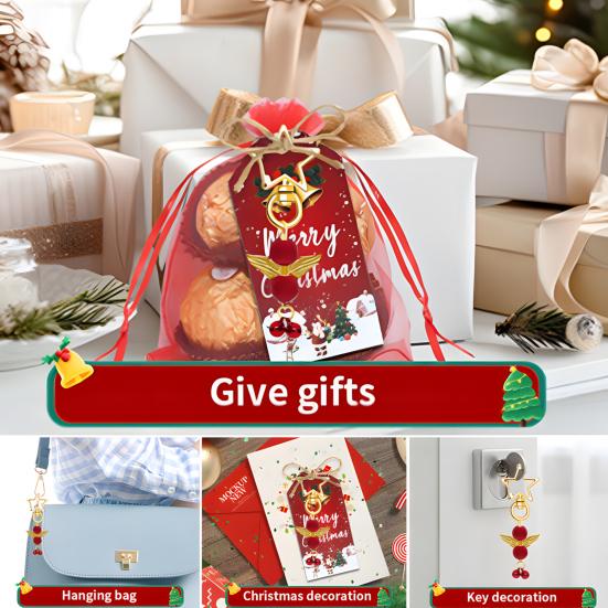 24 Sets Christmas Angel Keychain Party Favors Angel Pendants with Organza Gift Bags And Thank You Tags for Wedding