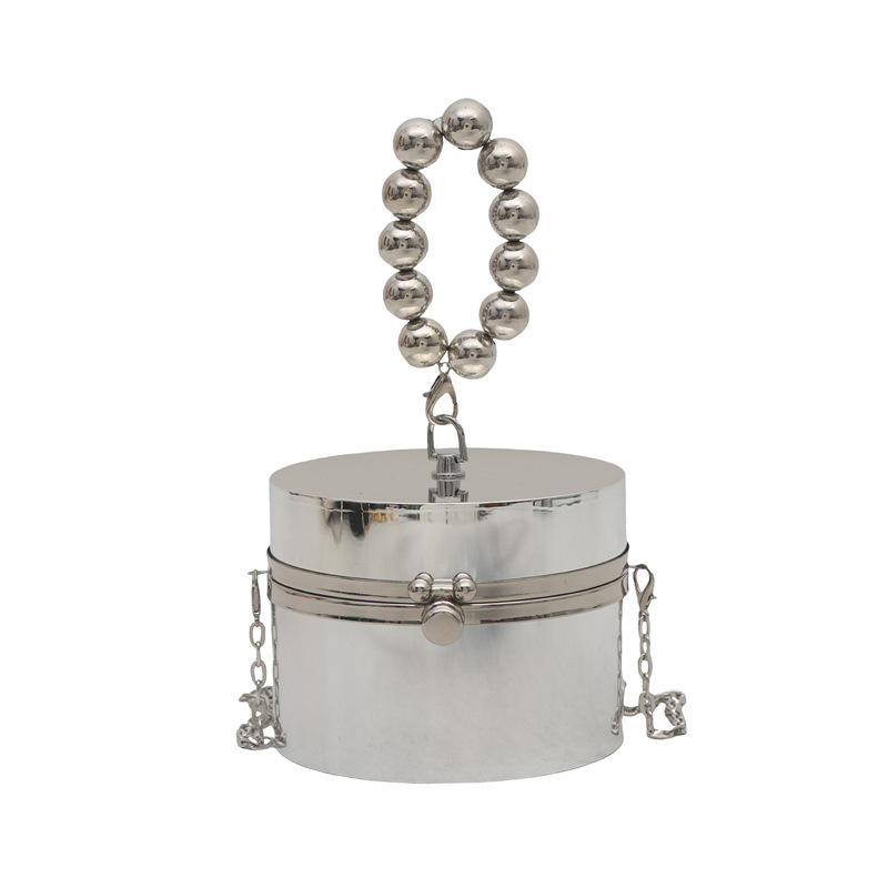 

Women s bag 2025 autumn new European and American fashion candy color acrylic box bag beaded portable dinner bag срібний