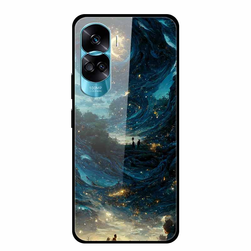 For Honor 90 Lite Case Honor90 Pro 5G Wolf Cats Tempered Glass Hard Covers for HuaWei HONOR 90 Pro 90Lite Protective Luxury Capa