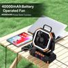 Ventilatore a Batteria da 40000mAh Portatile Ricaricabile da Scrivania/Campeggio con Luce LED e Gancio Ventilatore da Esterno per Tenda Viaggio in Auto