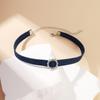 Modische Choker-Halskette aus Denim-Stoff für Damen, verstellbare Schlüsselbeinkette, Strass-Anhänger, Halsketten-Accessoire