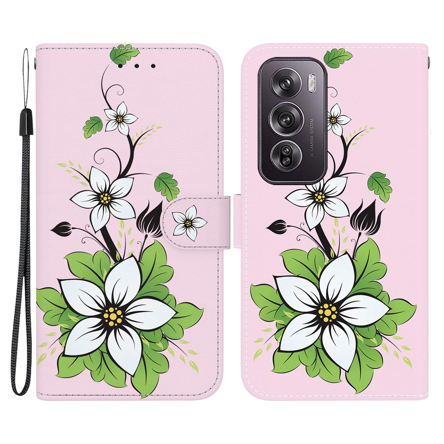 

Для Oppo Reno12 Pro 5G (Глобальный) Кожаный чехол-кошелек с принтом Lily