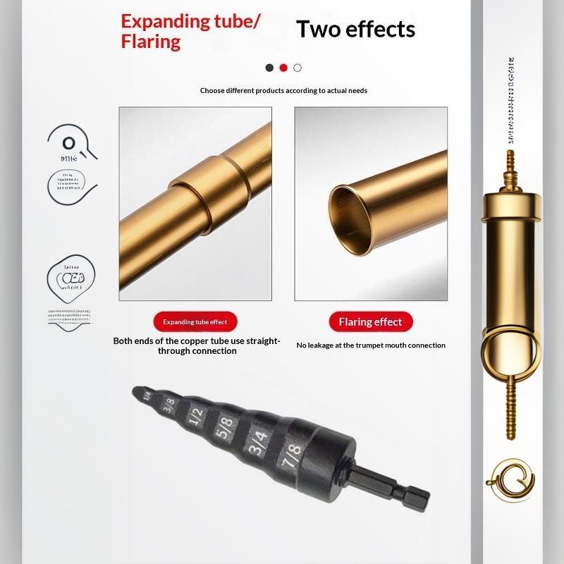 6 In 1 Air Conditioner Copper Pipe Expander High Hardness Swaging Drill Bit Tube Expanding Tool for Residential AC Repair Use