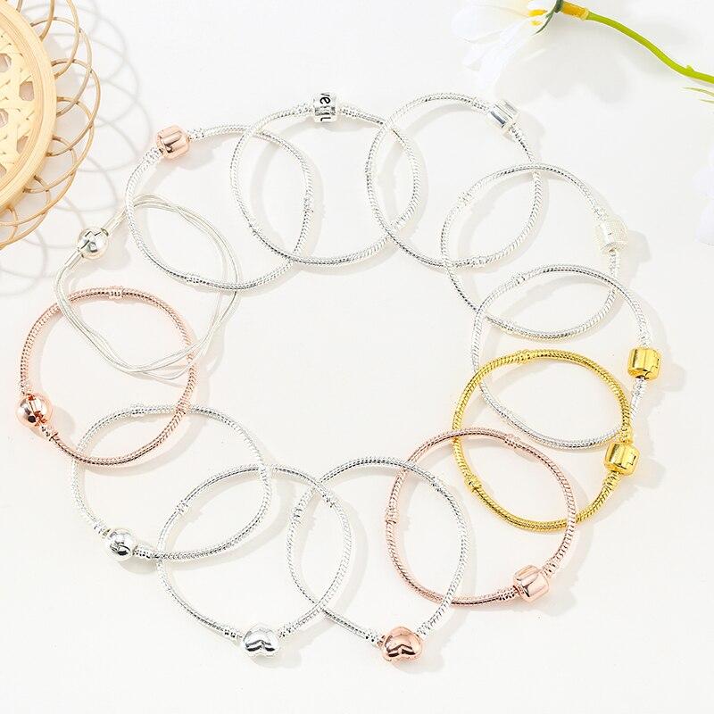 Baopon Høykvalitets Vintage Sølvbelagt Charm Armbånd Europeisk Stil Slangekjede Passer DIY Merkevare Armbånd For Kvinner Smykker