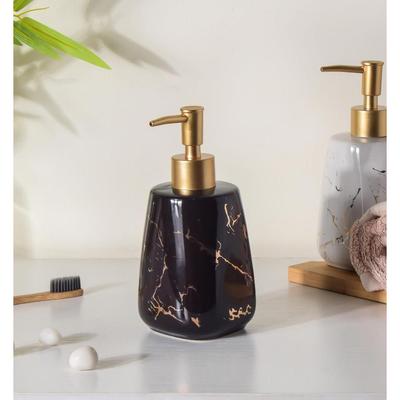 Ceramic Handwash Dispenser for Bathroom (350 Ml) - Durable Marble Finish Liquid Soap Dispenser with Pump for Kitchen