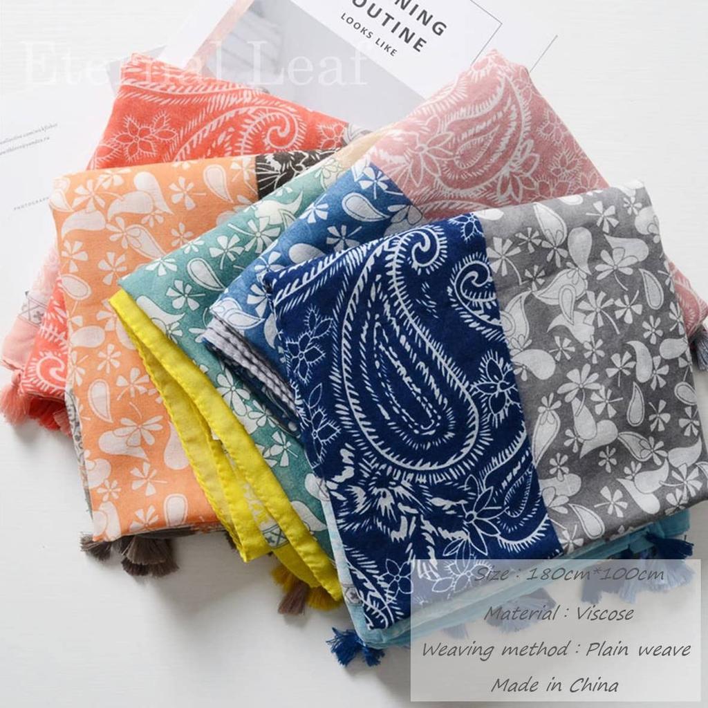 Eternal Leaf Großes ethnisches Paisley-Muster mit Sonne UV FT34814 Damen Schal/Stola Quasten, Schutz, Schutz, (03.LS017B)