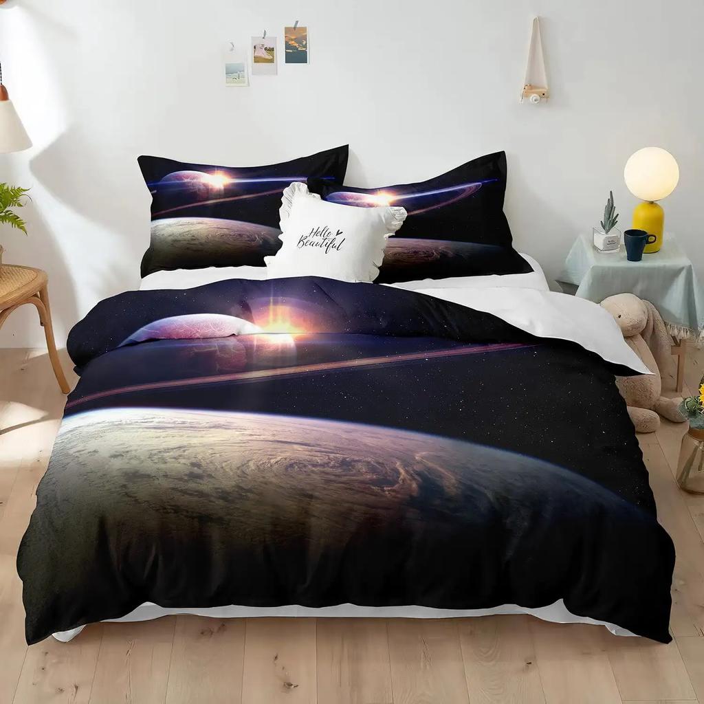 Comforter Huge Earth Planet Theme For Children Boy Girl Teens Mercury Galaxy Space Blue King For Bedroom Decorations Warm Soft