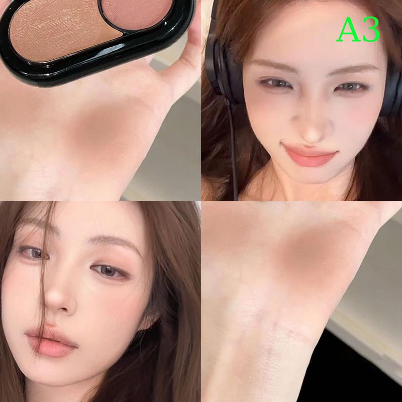 

Herorange Multi-Use Two-Color Blusher Pearlescent Matte Highlight Contour Makeup Natural Blush Lipstick Eye Shadow Brightening