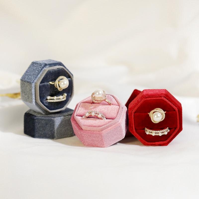 Rings Box Jewelry Box Display Holder Cases Wedding Rings Flannel Material Jewelry Box Perfect Gift for Woman Man Girls