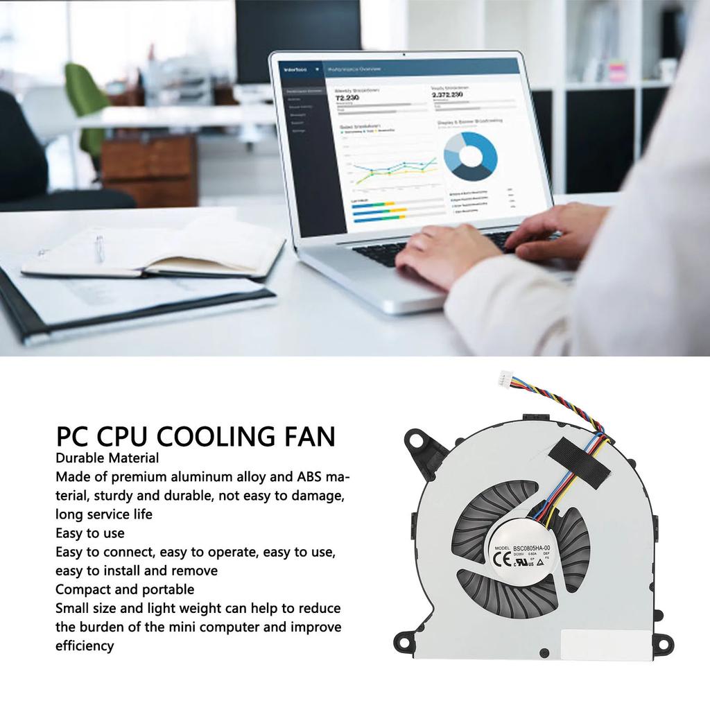 Desktop CPU Cooling Fan BSC0805HA‑00 Replacement 5V 0.6A Lightweight PC CPU Cooling Fan 4 Pin for NUC8i7BEH for NUC8i3BEH