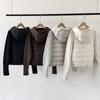 Knitted Sweater Sleeve Splicing Cotton Clothes Women's Winter Age Reduction Design Sense Winter Thickened Hooded Jacket Small Cotton-padded Clothes