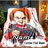 Custom Name Chucky's Bloody Invitation Blanket Ideal Bedding Blanket Perfect for Travel, Camping, Living Rooms, Offices, Sofas, Fan Christmas Gift