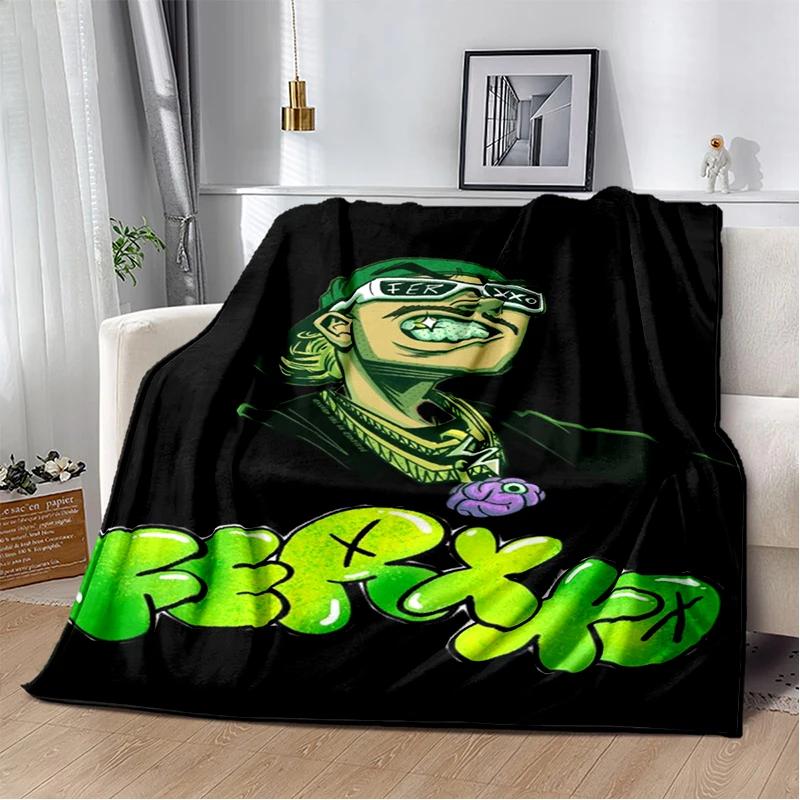 Miękki pluszowy koc 3D Feid Ferxxo Muzyka Hip Hop Pop, Koc flanelowy do salonu sypialni łóżka sofy piknikowy pokrowiec