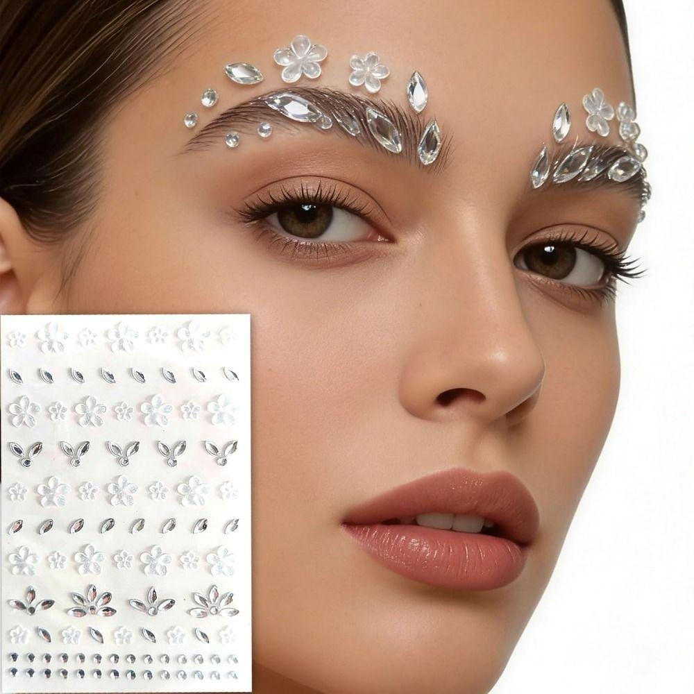 Self-Adhesive Rhinestones Face Gems Sticker Flower Makeup Decoration  for women and girls