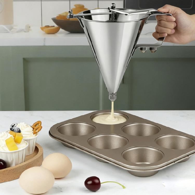 Stainless Steel Confectionery Funnel Dispenser with Precisions Nozzles for Chocolate,Sauces,Batter,and Pastry Work