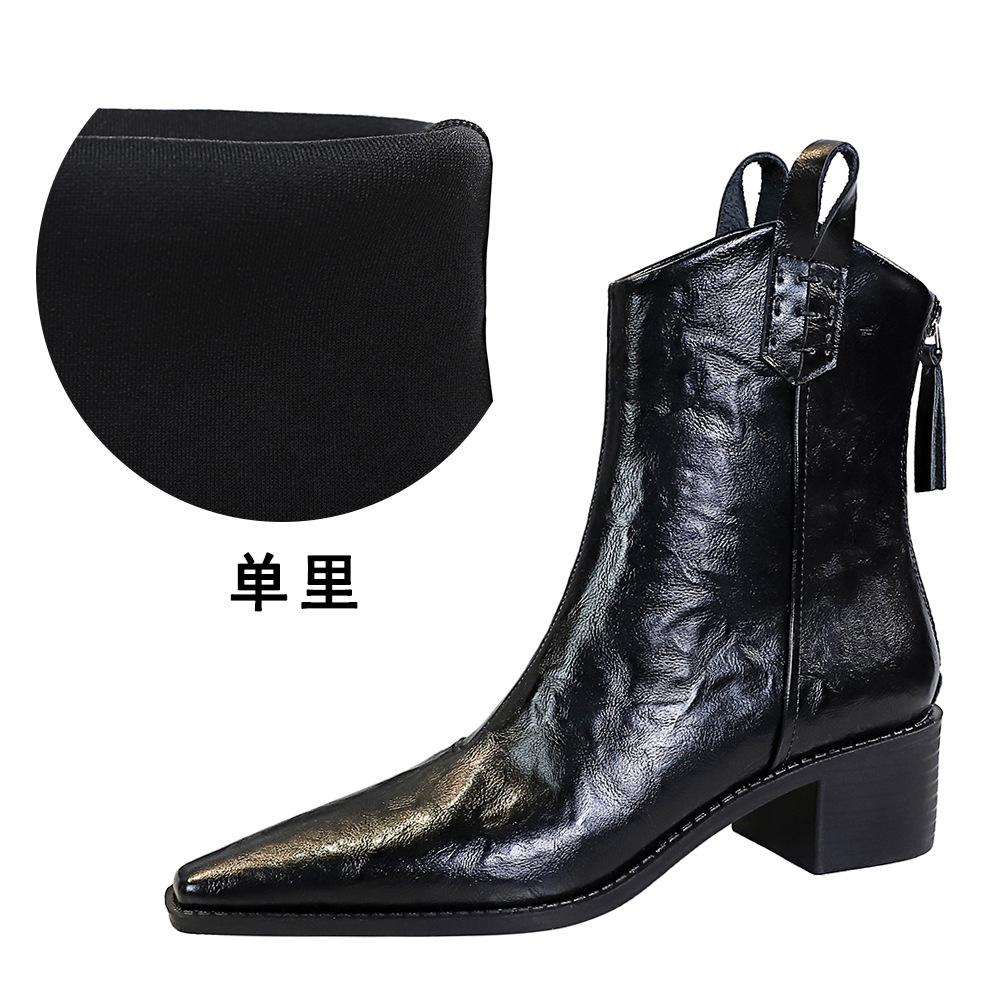 Retro 2025 Autumn Winter Short Boots for Women Mid Thick Heel Pointed Toe Knight Boots Elegant Women's Botines Feminina