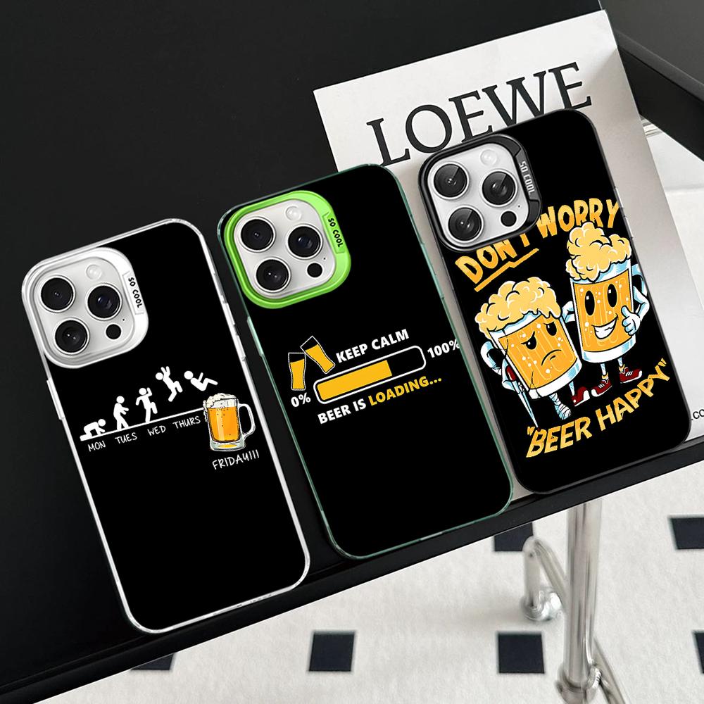 Beer Print Phone Case For IPhone 16 15 14 13 12 11 Pro Max X XR XSMAX 8 7 Plus Matte Shockproof Back Cover