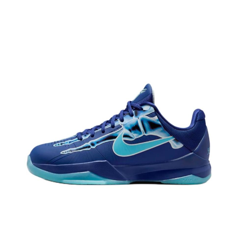 New Nike Kobe 5 Anti Slip Wear Resistant Low Top Children's Basketball Shoes Blue Teenagers