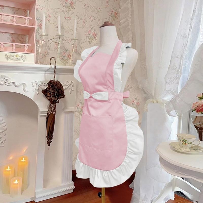 Women's Cake Apron Bowknot Apron for Women with Pockets Adjustable Chefs Aprons for Kitchen Cooking Baking Gardening