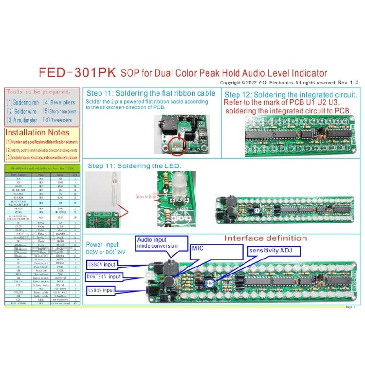 LED Audio Level Indicator Diy Kit Electronic Audio Sound Spectrum Analyzer Level