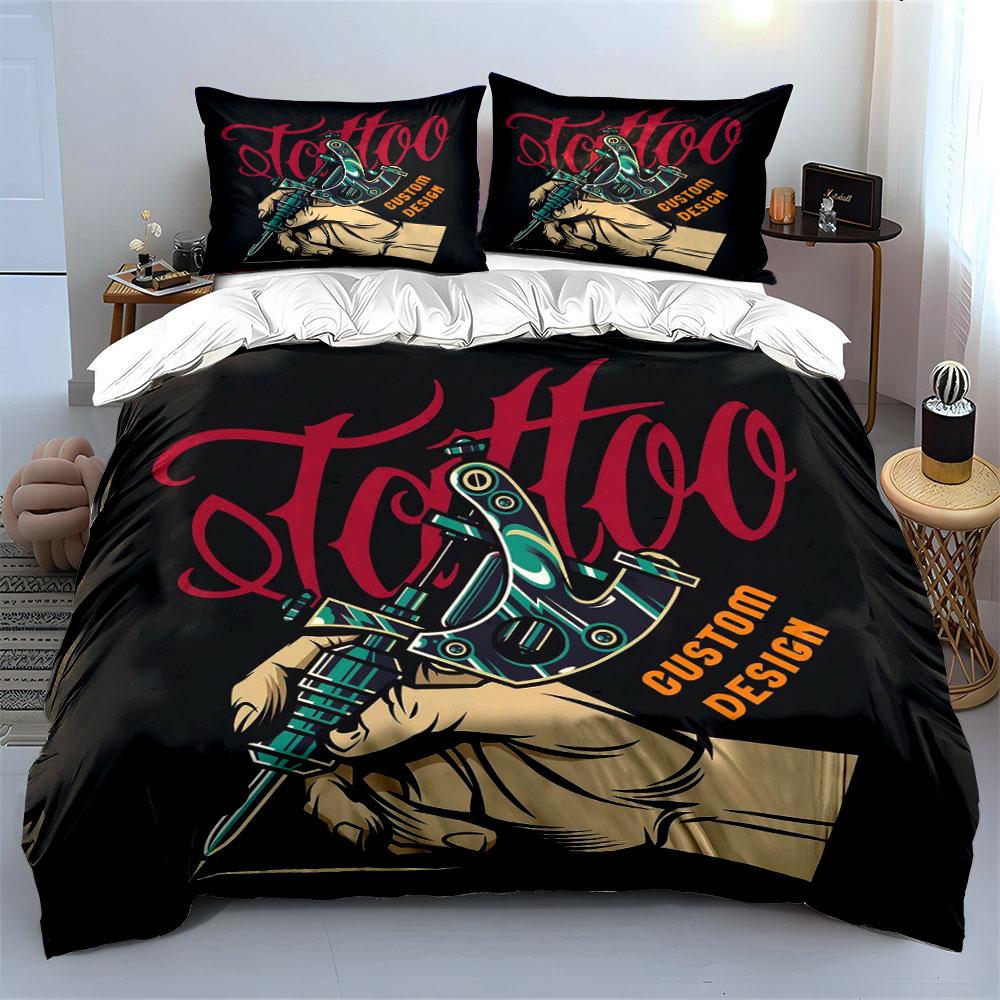 Tattoo machine and text. Bedding sets Duvet cover sets Duvet covers Pillowcases(1*Duvet Cover 2*Pillowcases without duvet insert)