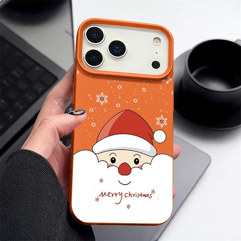 

Festive Peeking Santa Claus Design Protective Phone Case For iPhone 17 Pro Max Air 16 15 14 13 Pattern TPU Soft Phone Case Cover iPhone 13 Pro Max оранжевый