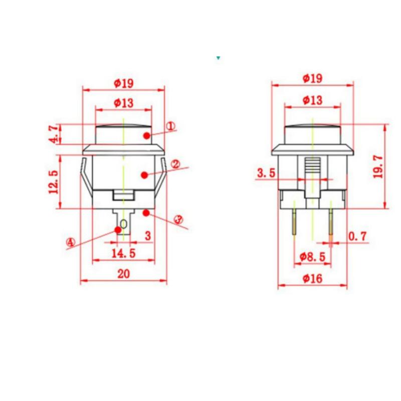 5/10 Stück Momentary Drucktaster R13-507 16mm Runder Schalter 2 Pins Ein-Aus Selbst-Rückstellung Panelmontage