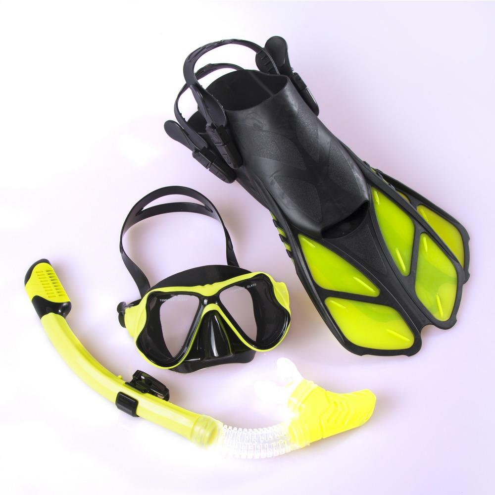 

Взрослые очки для дайвинга ласты маска для снорклинга силикон L/XL жёлтый