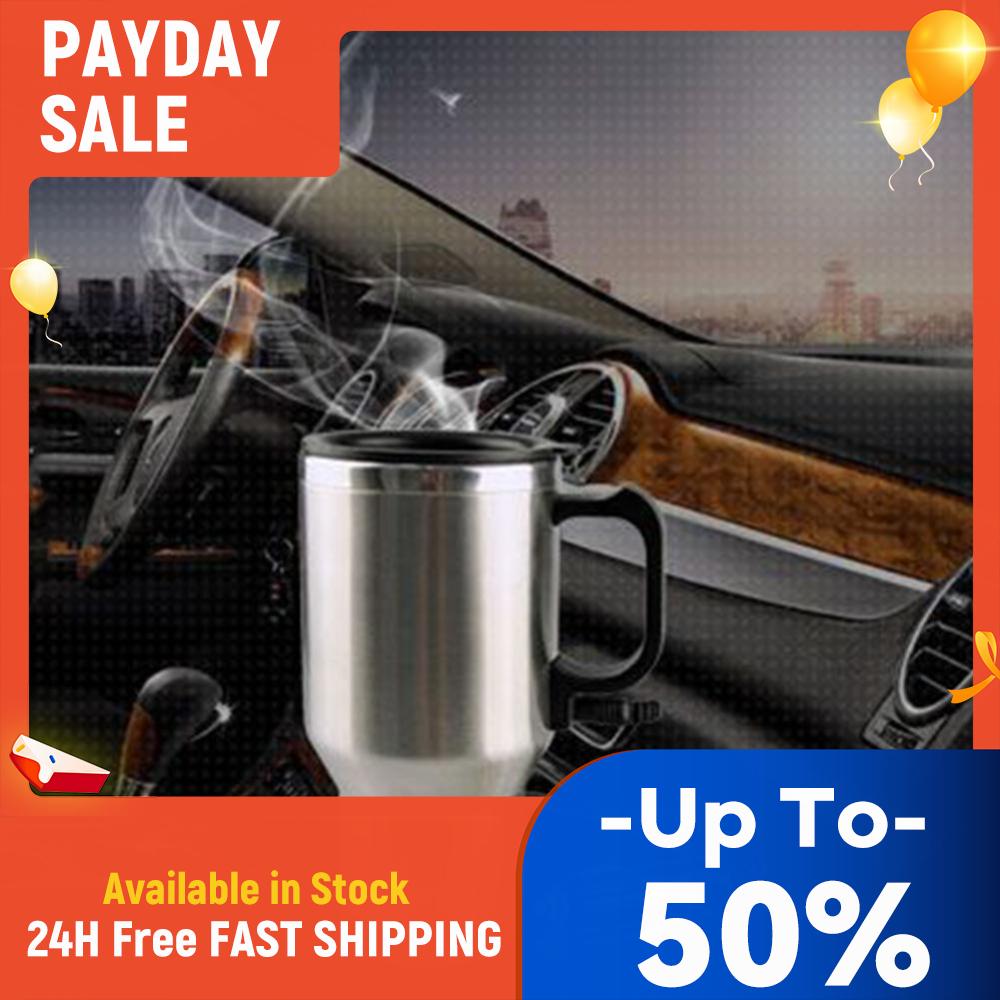 

450ml Car Heating Cup Stainless Steel Electric In-car Travel Heating Cup 12V Heated Mug for Heating Water Coffee and Tea China Mainland