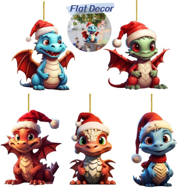 Festlicher Weihnachtsdrache Autoanhänger Acrylmaterial Cartoon-Stil Mehrfarbig Automobil-Innendekor