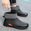 Men's Rain Boots New Short Tube Rain Boots Outdoor Waterproof and Anti Slip Fishing Shoes with Cotton Lightweight Rain Shoes