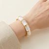 Milky White Enamel Drip Bamboo Joint Bracelet with Spring Opening