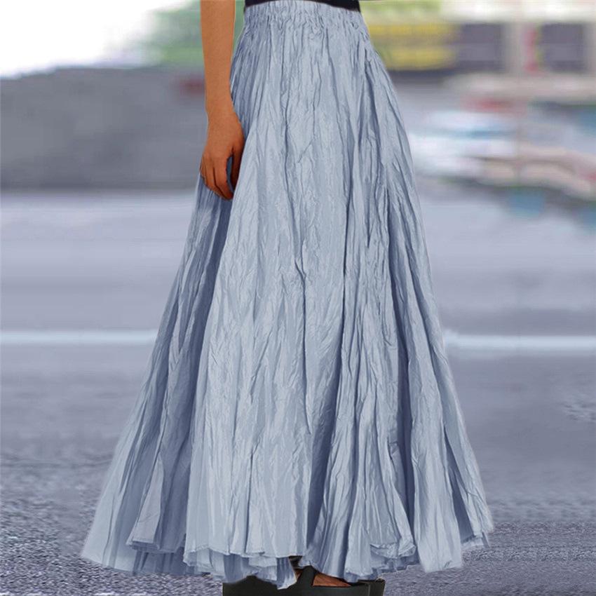 Frühling/Sommer 2025 Damen Plissee A-Linien Midi-Rock - Einfarbig Rüschen Ausgestellt Bodenlanges Design