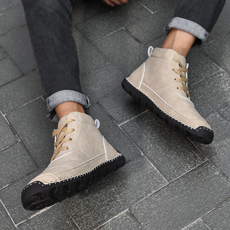 Retro Erkek Botları Moda tasarım ayakkabı Erkekler yarım çizmeler Erkekler Yürüyüş Ayakkabısı Nefes Çizmeler