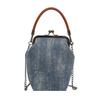 Vintage Style Women Handbag Blue Black Brown Versatile Designer Shoulder Bag PU Leather Ladys Denim Purses Crossbody Bags