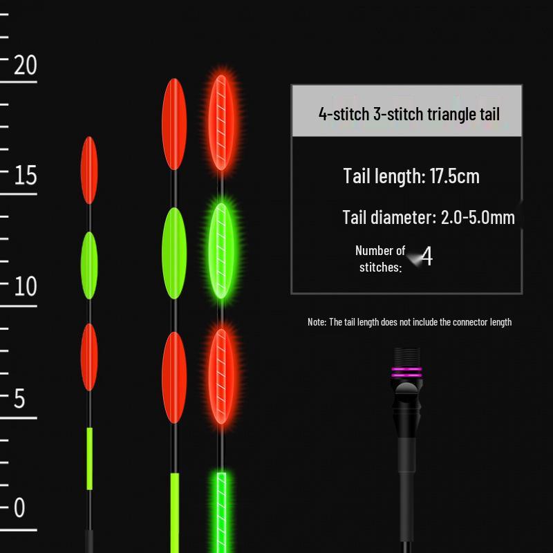 Color-Changing Dual-Use Luminous Fishing Float with Replaceable Tail for Day and Night Fishing