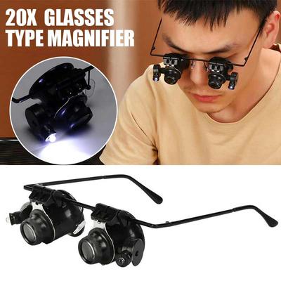New Lights 20X Magnifier Jeweler Inspect Tool Watch Repair Double Eye Glasögon