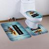 1/4 Wooden Sunflower Shower Curtains, Toilet Seat Decoration, Shower Curtain With Carpet And Toilet Lid, 12 70.8X70.8 Inch Hooks