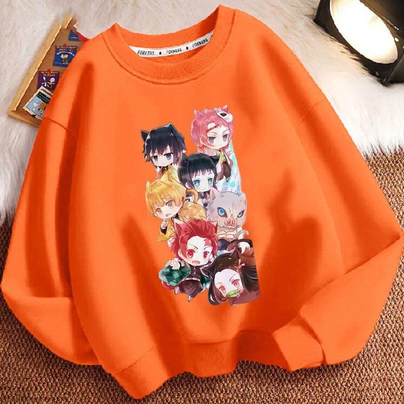 Kinder Modischer Demon Slayer Hoodie, Frühling und Herbst Jungen- und Mädchen-Freizeit-Hoodie